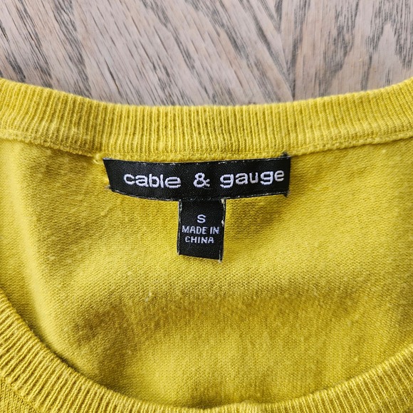 Cable & Gauge Cardigan Womens Small Yellow 3/4 Sleeve Textured Knit Sweater - Picture 2 of 12
